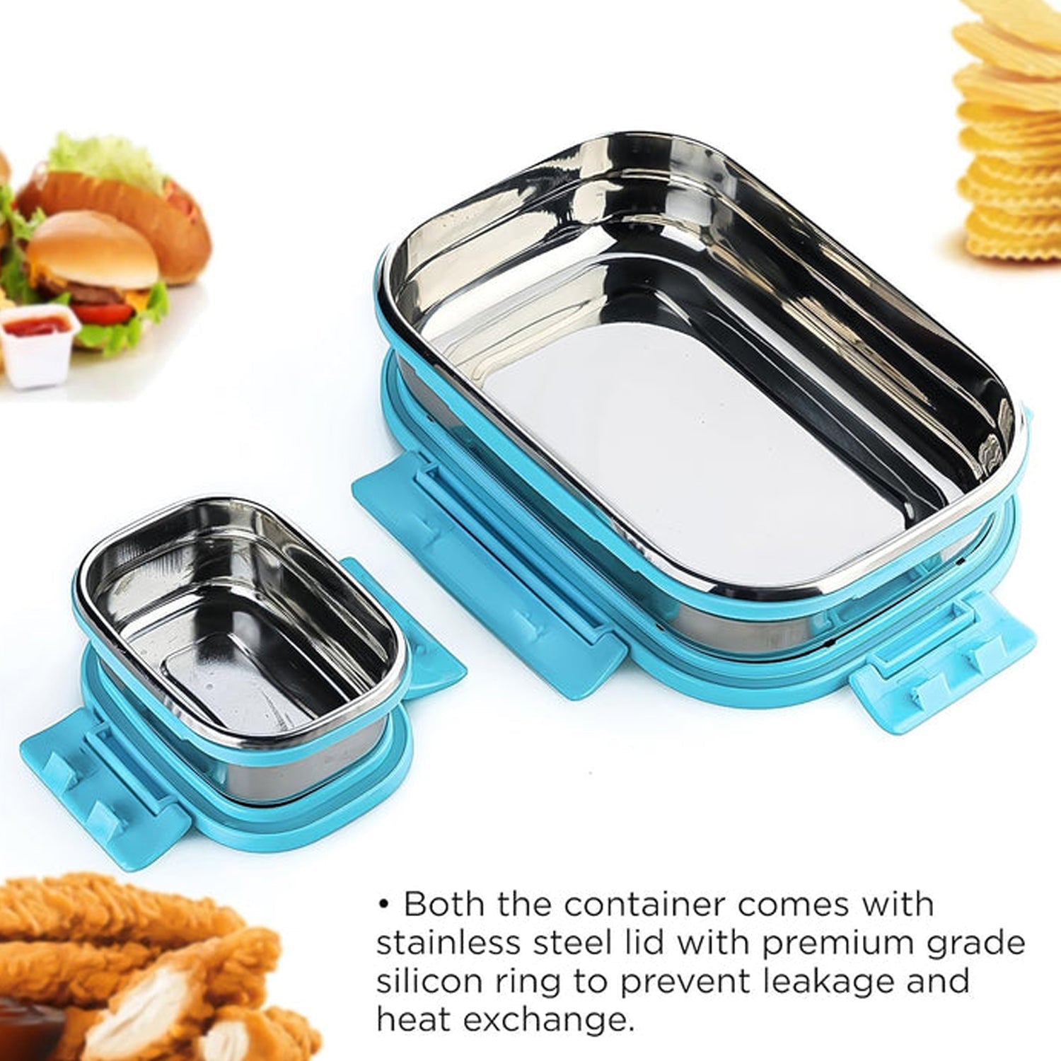 Customize Premium Stainless Steel Lunch Box for Kid, 2 Containers Lunch Box, Perfect Size Meal Lunch Box Set for Office, School and Travelling Tiffin Box  (1000 ML+ 200 ML Approx) Your Brand