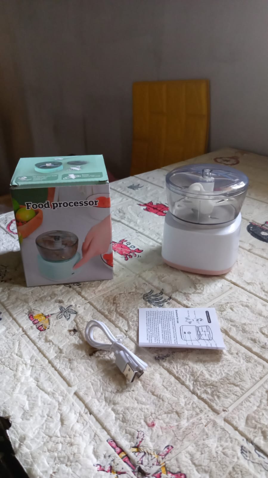 Portable Mini Food Processor Chopper Electric Veggie Chopper 3 Blades With Charching Cable Type C, Vegetable Chopper, Garlic Chopper Food Grinder for Chopping Ginger, Pepper Chili, Onion, Fruit, Meat Your Brand