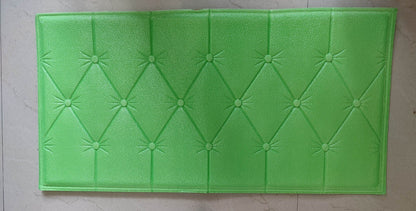 Bright green 3D adhesive wallpaper with tufted design for home improvement projects