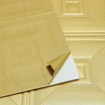 Peel and stick 3D foam wallpaper panels in gold color for easy home decoration