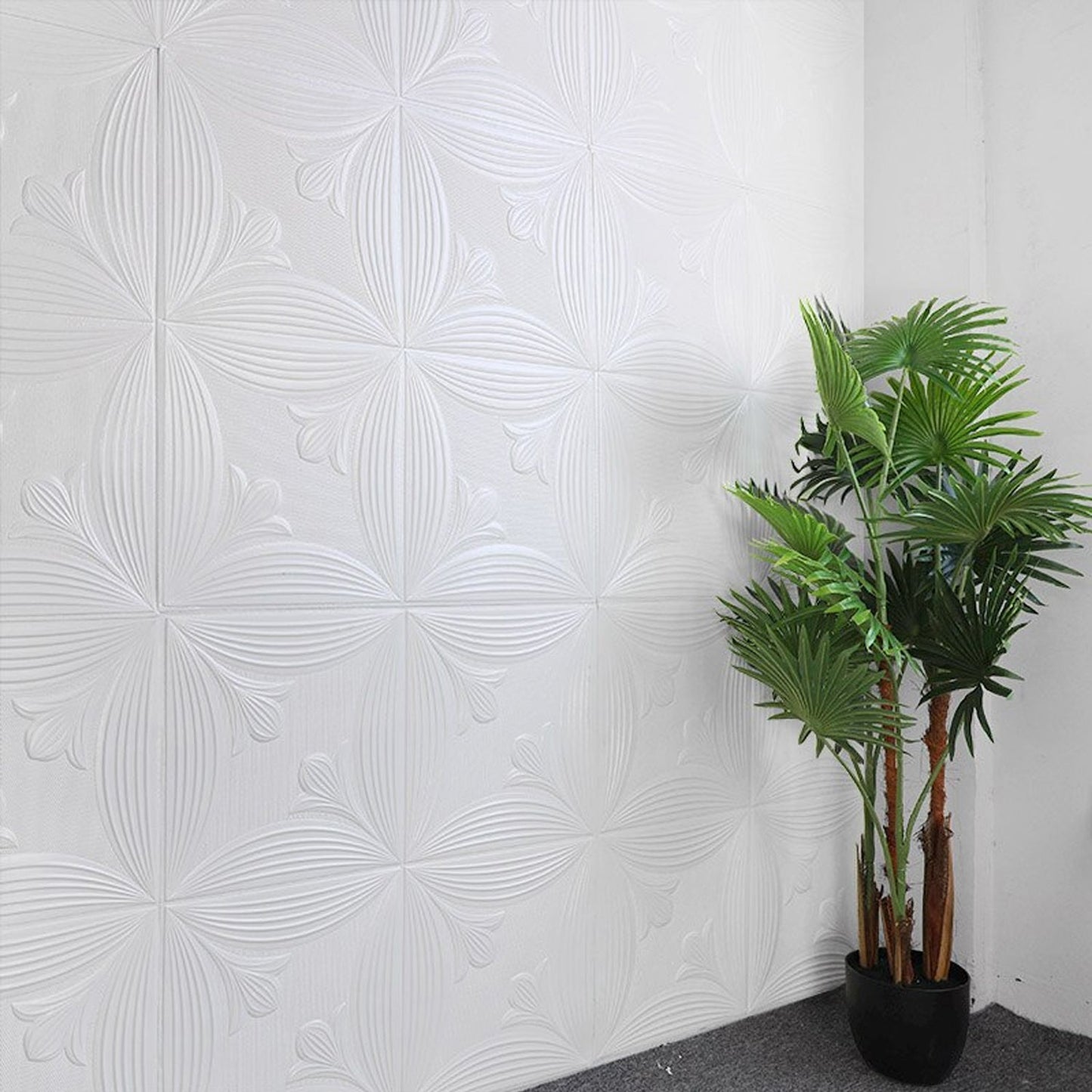 Elegant white 3D foam wallpaper panels for stylish home improvement and interior decor