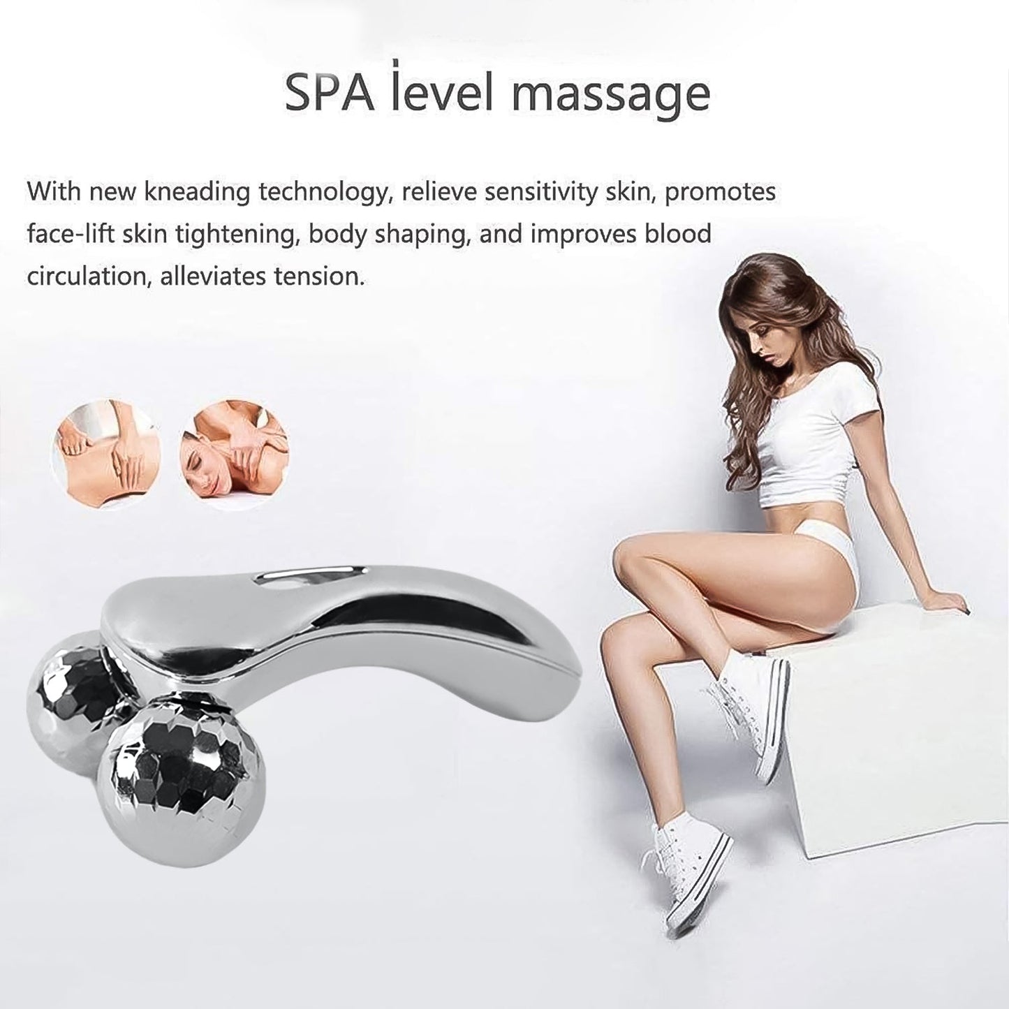 3D roller face and body massager for spa level massage, promotes skin tightening and improves blood circulation