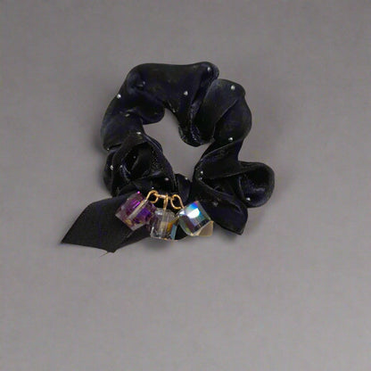 Luxury Crystal Rhinestone Glossy Satin Silk Hair Scrunchies - Large Elastic Hair Bands for Women & Girls
