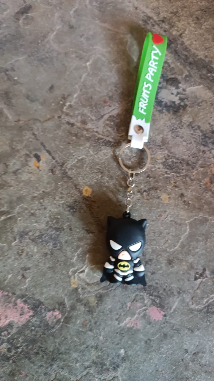 Cute Cartoon Silicone 3D Key Chain with Metal Hook & Strap (Pack of 1) Your Brand