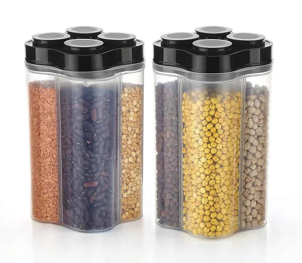 Plastic Lock Food Storage 4 Section Container 2500ml