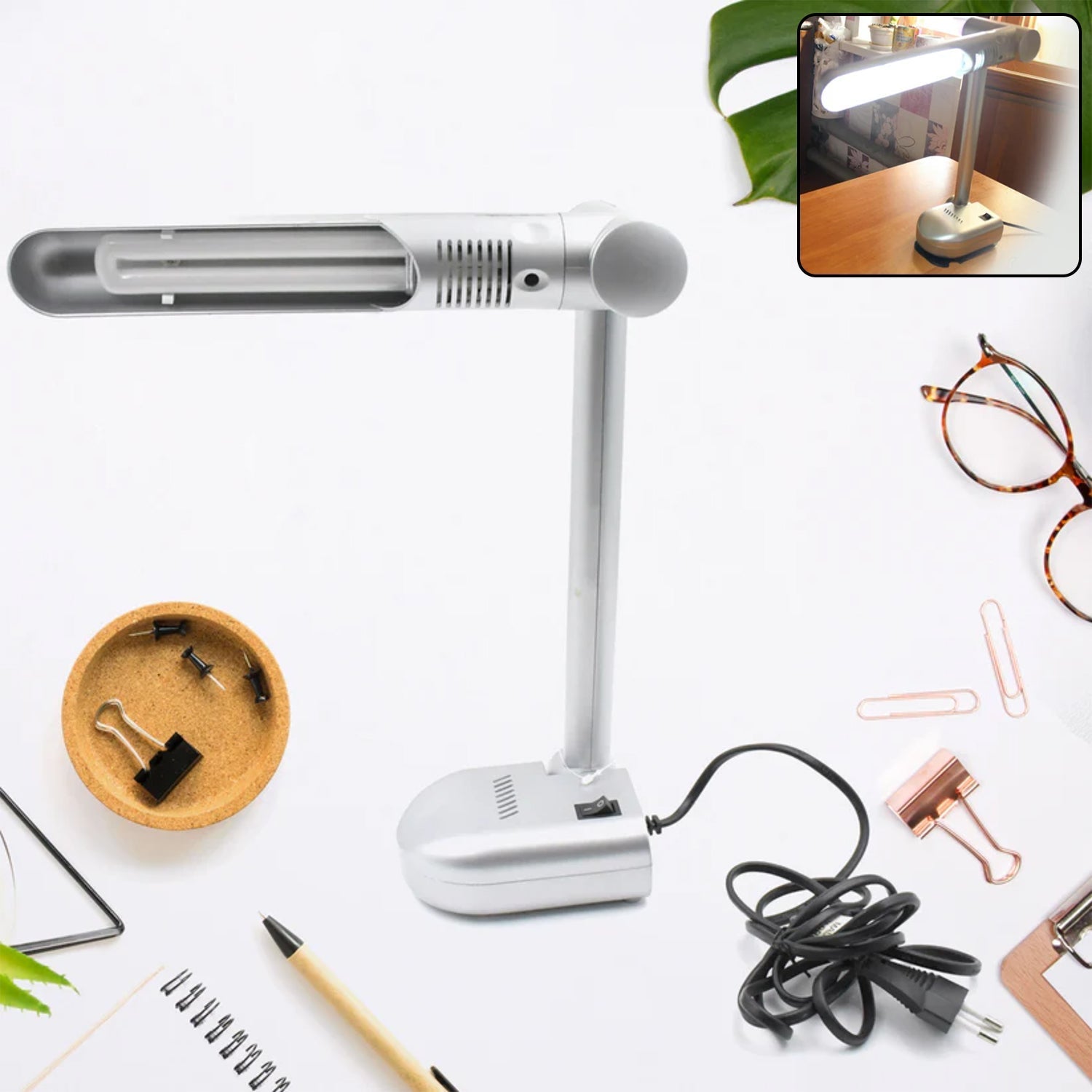 Multifunctional LED Desk Lamp Dimmable Office Lamp Children’s Student Desk Lamp Reading Lamp  White Eye-Caring Desk Light, Energy Saving Desk Lamp Table Lamp - Study Desk Lamp (1 Pc) Your Brand