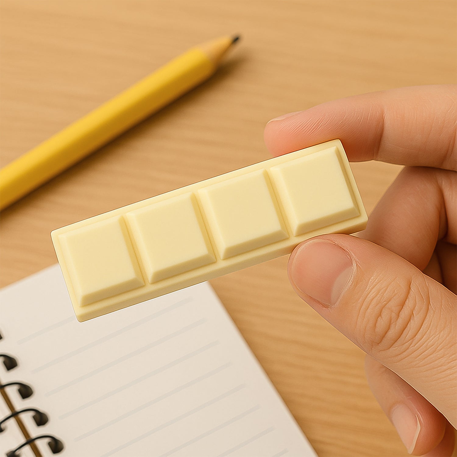 3D Chocolate Shaped Erasers Soft Pencil Erasers Supplies for Office School Students Drawing Writing Classroom Rewards for Return Gift, Birthday Party, School Prize (1 Pc 4 grid) Your Brand