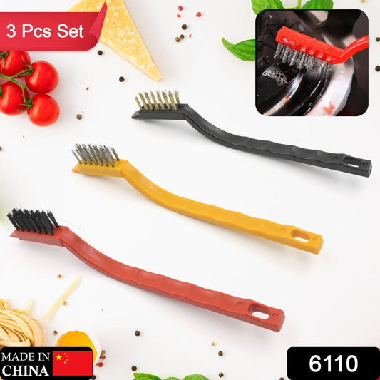 Mini Wire Brush Set - Brass, Nylon, Steel for Cleaning & Rust Removal (3 Pcs Set) Your Brand