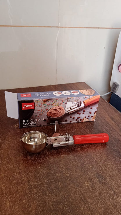 Apex Ice Cream Scoop – 70 ML Stainless Steel Head with Ergonomic Handle (1 Pc) Your Brand