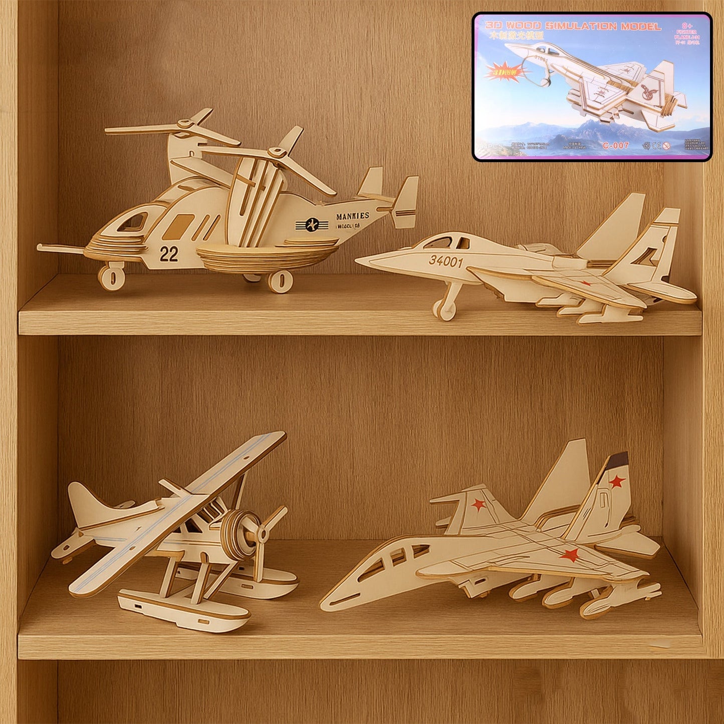3D Wooden Aircraft Puzzle DIY Assembly Kit (Mix Design – 1 Set) Your Brand