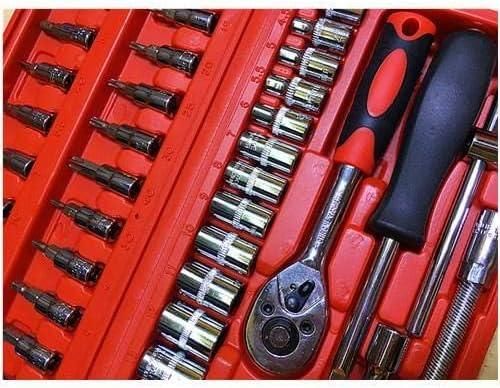 46 in 1 socket tool kit featuring various sockets, ratchet handle, and precision bits for versatile use
