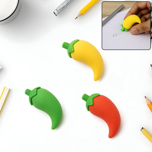 3D Fancy Colorful Chili Shape Erasers – Mini Novelty Eraser Set (3 Pc) Your Brand