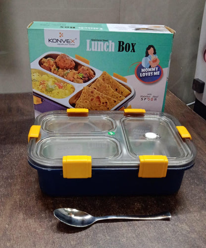 3 Compartment Transparent Stainless Steel Lunch Box for Kids Your Brand
