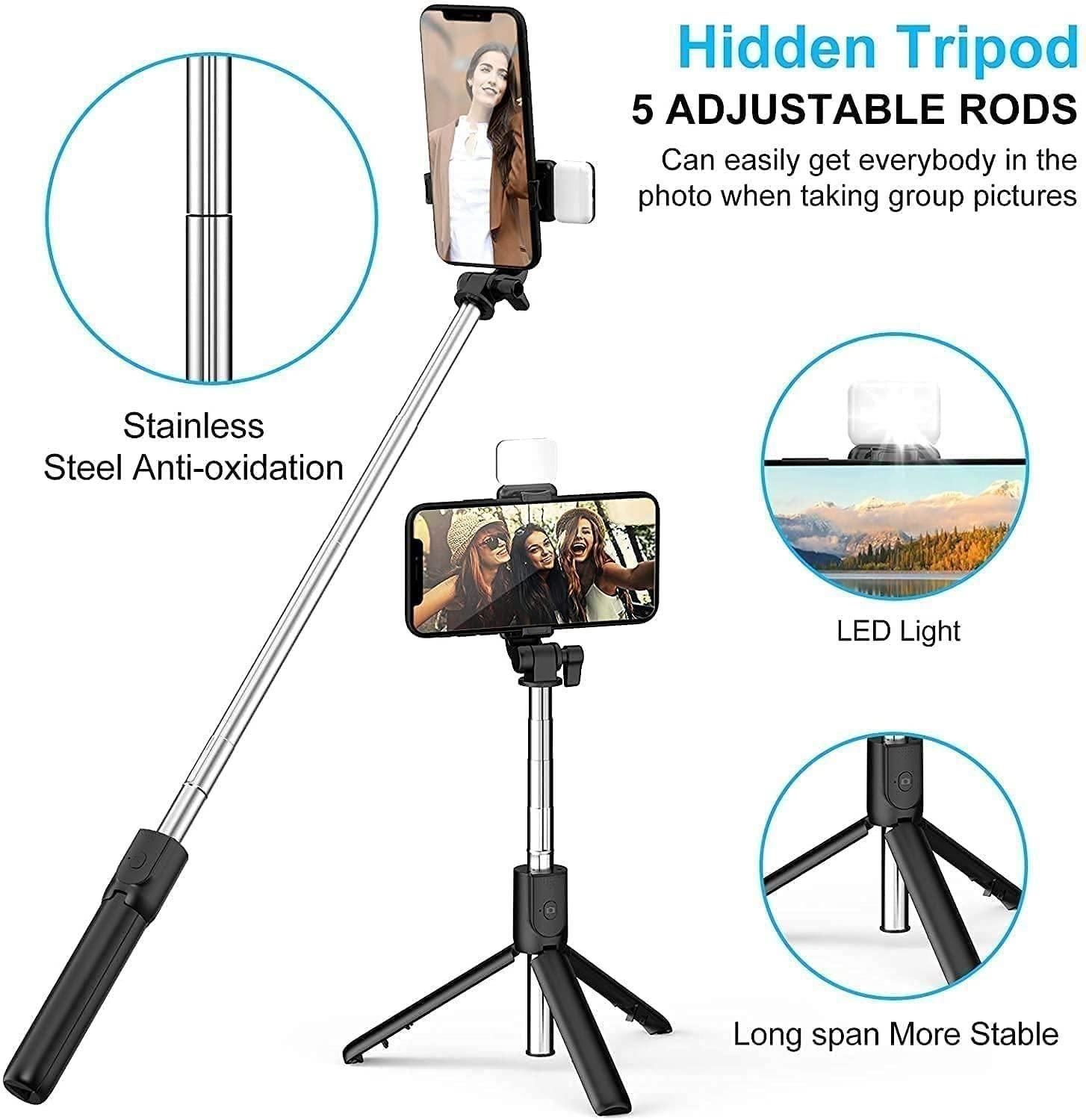 Extendable Flash 3-in-1 Selfie Stick Tripod with Bluetooth Remote THE GIR FARMER