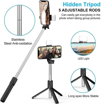 Extendable Flash 3-in-1 Selfie Stick Tripod with Bluetooth Remote THE GIR FARMER