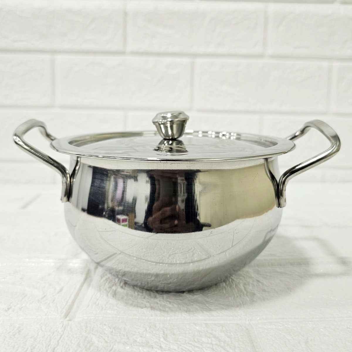 Madhuram Stainless Steel Coconut Handi with Lid – Size 1