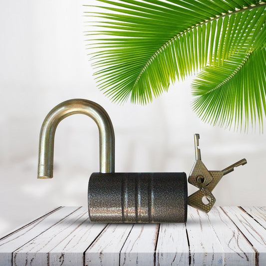 Heavy-Duty Iron Padlock – 82mm Black Spray Lock with Brass Core & 5 Keys, Waterproof & Anti-Theft Your Brand
