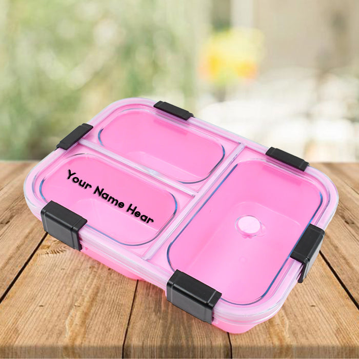 Customized Plastic 3 Compartment Insulated Lunch Box, Lunch Box (1 Pc) Your Brand