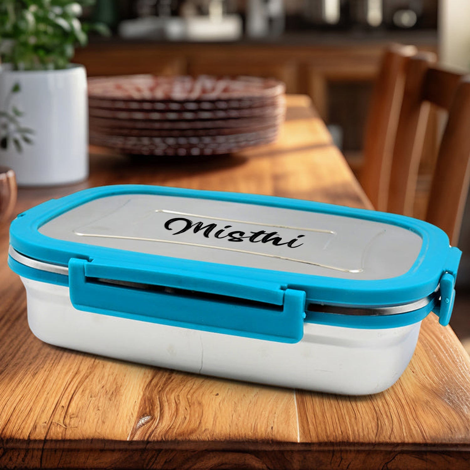 Customize Premium Stainless Steel Lunch Box for Kid, 2 Containers Lunch Box, Perfect Size Meal Lunch Box Set for Office, School and Travelling Tiffin Box  (1000 ML+ 200 ML Approx) Your Brand