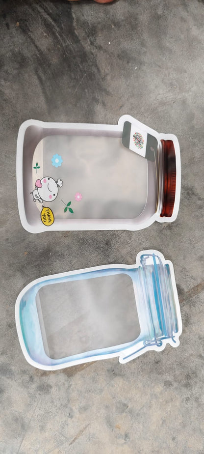 Plastic Transparent Big Jar Shaped Pouch With Zipper (1 Pc) Your Brand