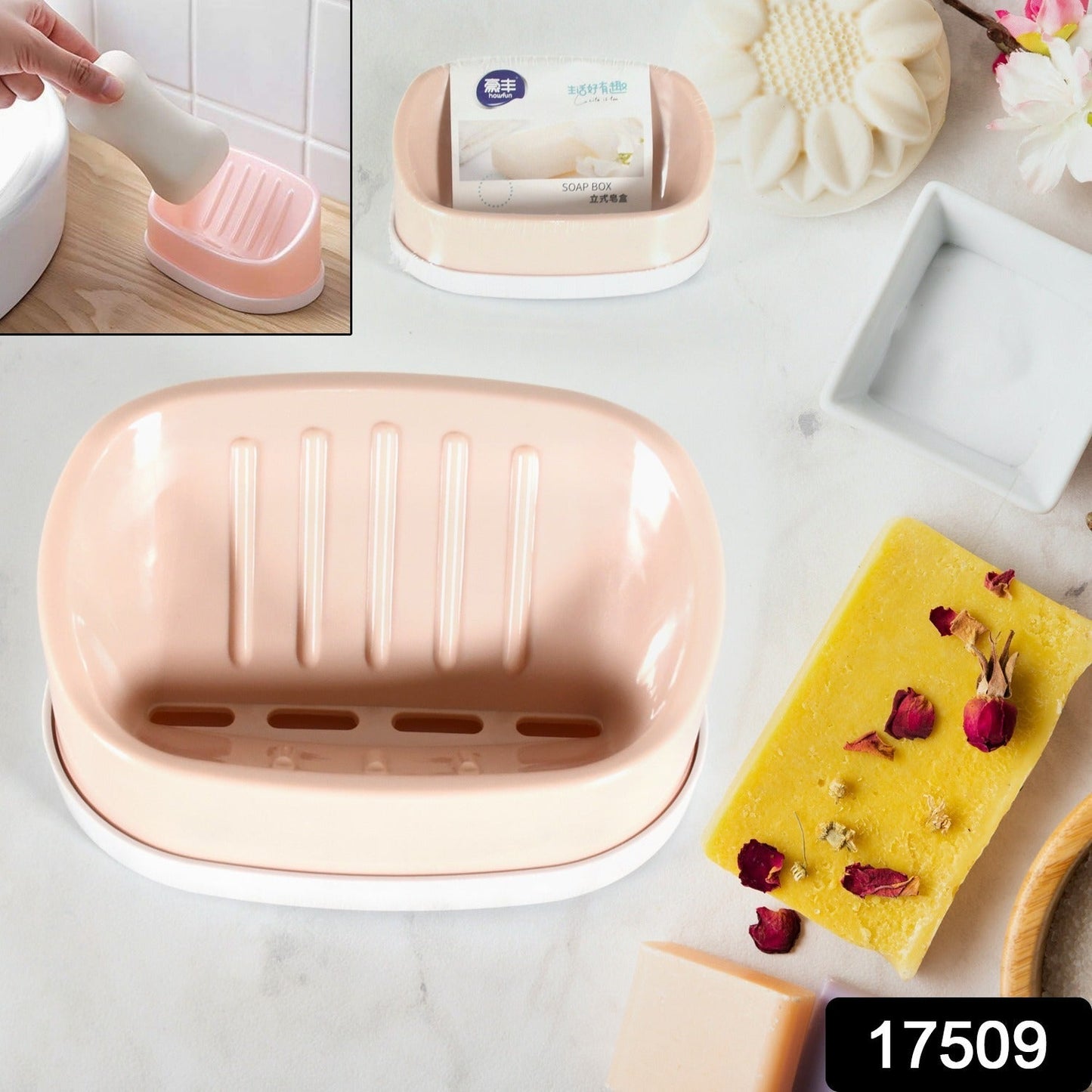 Soap Container, Soap Box Household Kitchen and Bathroom Can Use PP Material Drain Box Double Soap Dish, for Bathroom Shower Home Outdoor Camping ,Sabudani (1 Pc) Your Brand