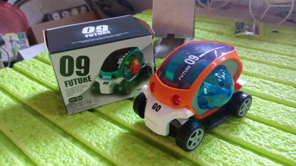 360° Rotating Stunt Car Toy – Bump & Go with 4D Lights, Music & Disco Ball (1 Pc, Battery Not Included) Your Brand