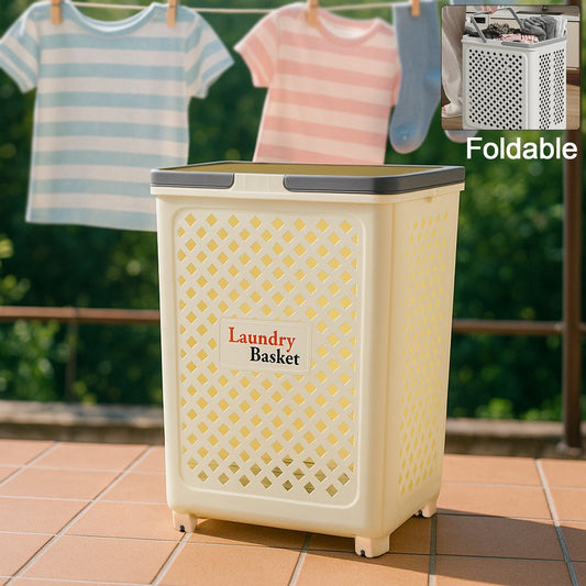 Large Foldable Laundry Basket with Wheels Your Brand