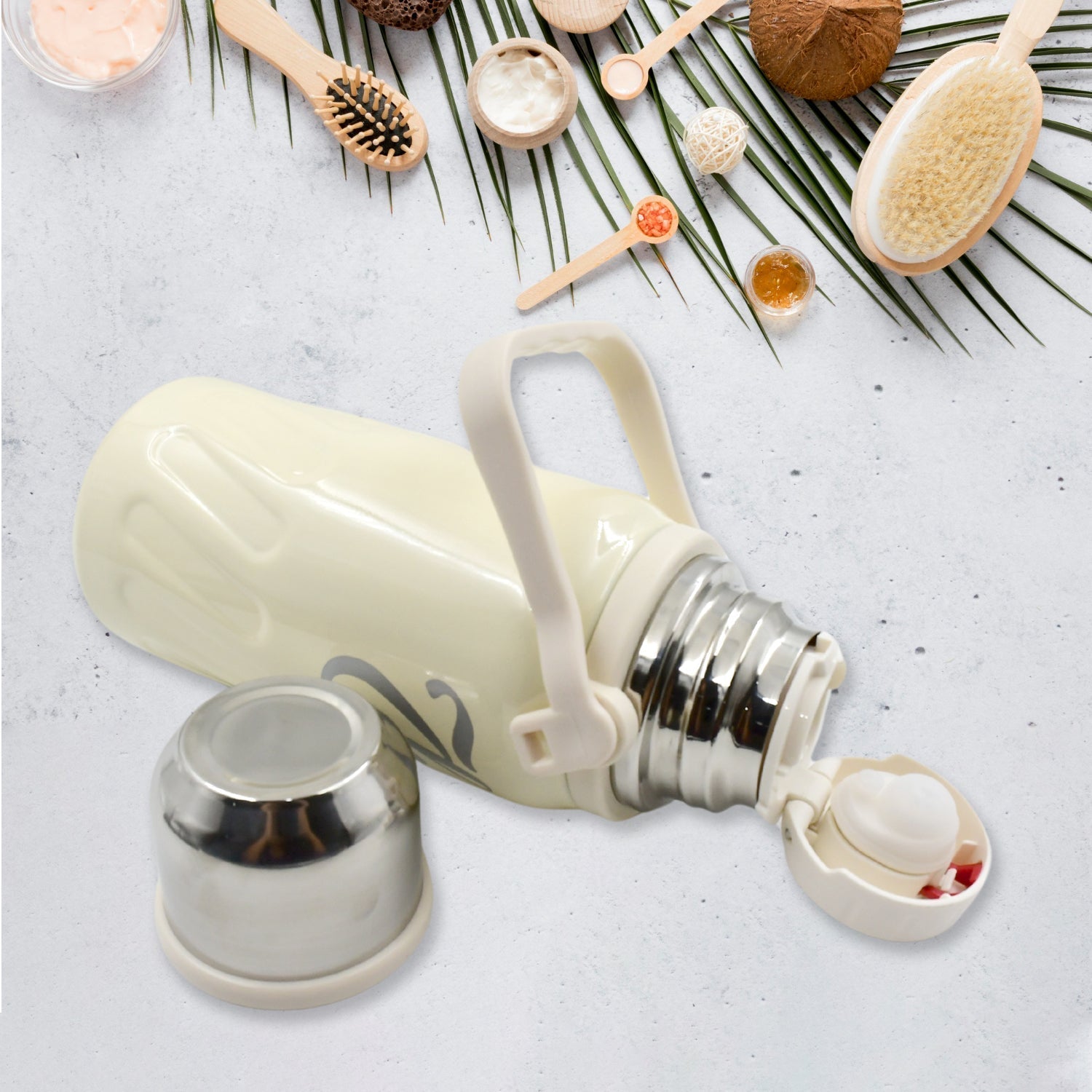 Stainless Steel Vacuum Insulated Water Bottle | Leak Proof Flask for Tea Coffee | With Steel Cup Your Brand