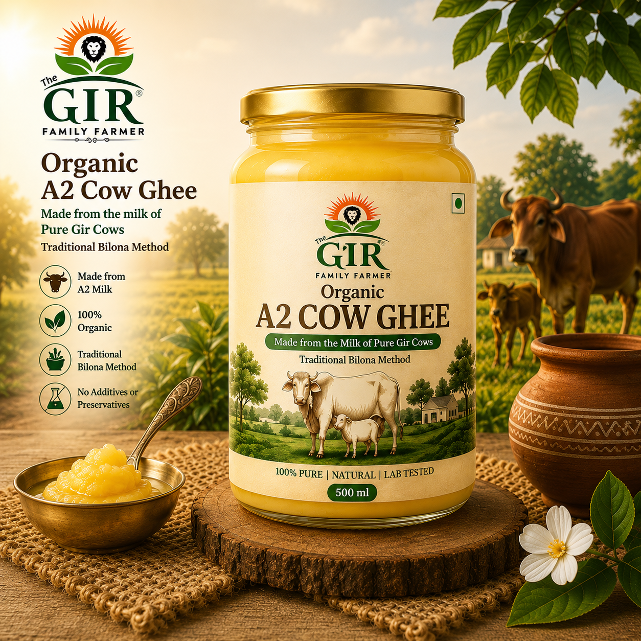 A2 Gir Cow Ghee | Organic Bilona Ghee | The Gir Farmer