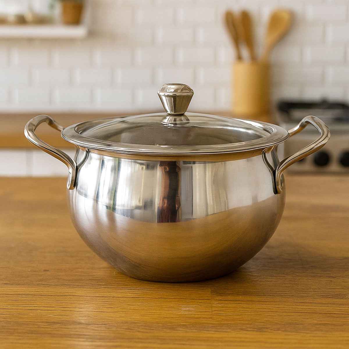 Madhuram Stainless Steel Coconut Handi with Lid – Size 1