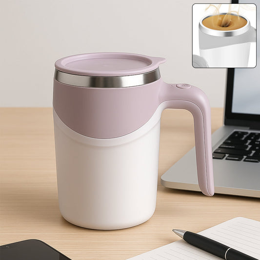 Stirring Coffee Mug | Magnetic Stirring Coffee Cup | Stainless Steel Mug for Milk | Travel Mixing Cup | Self Stirring Coffee Mug, Suitable for Coffee / Milk / Hot Chocolat | Battery Operated ( Battery Not Included) Your Brand