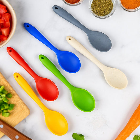 Multipurpose Silicone Spoon, Silicone Basting Spoon Non-Stick Kitchen Utensils Household Heat-Resistant Non Stick Spoons Kitchen Cookware Items For Cooking and Baking (6 Pcs Set) Your Brand