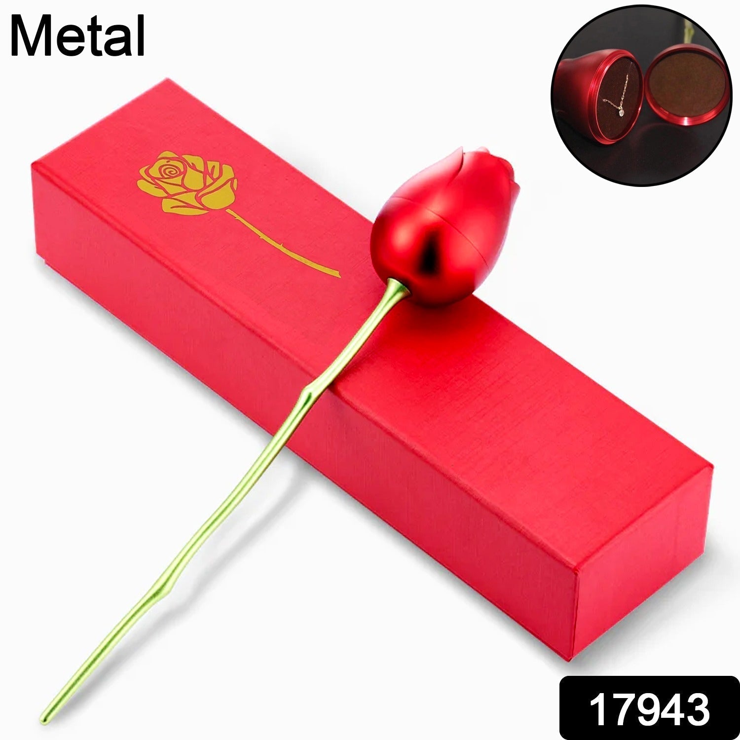 Metal Red Rose Couple Jewelry Box-Fancy Jewelry Box (1 Pc) Your Brand