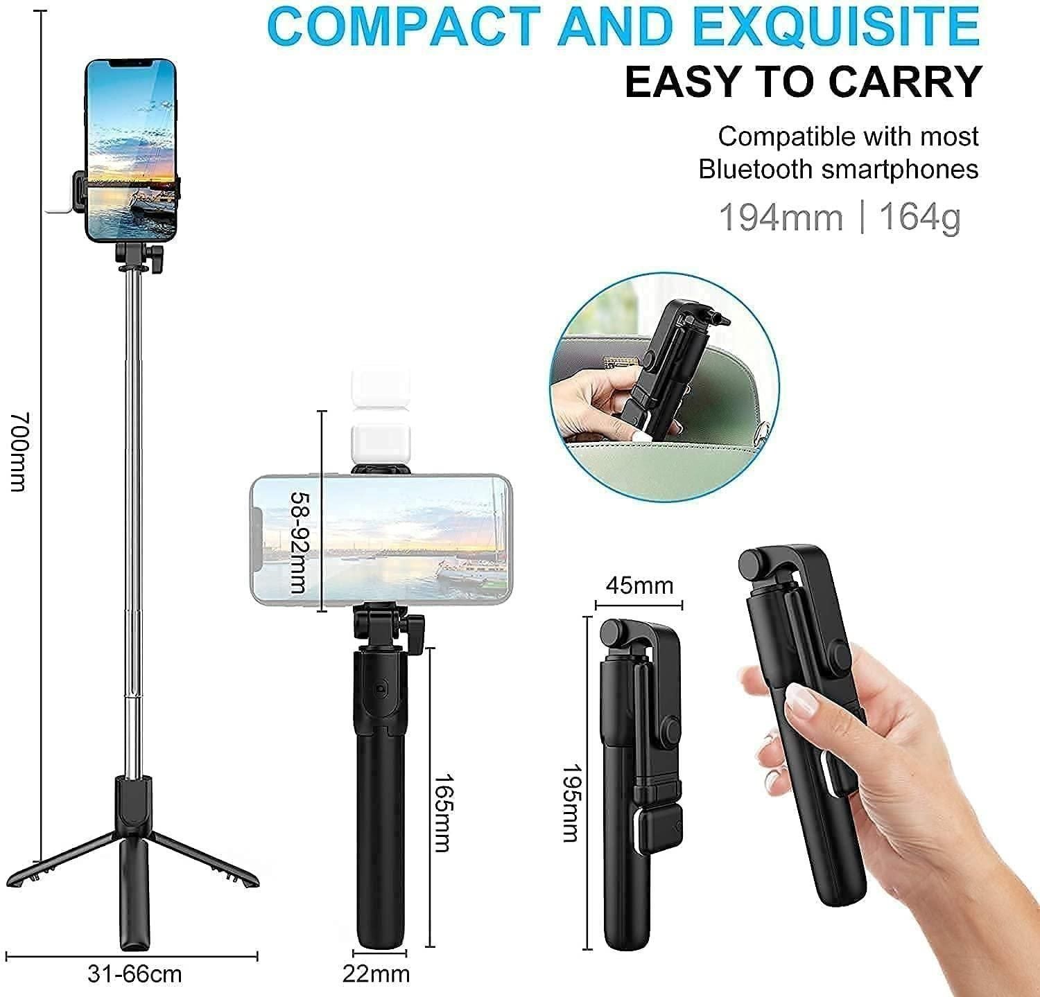 Extendable Flash 3-in-1 Selfie Stick Tripod with Bluetooth Remote THE GIR FARMER