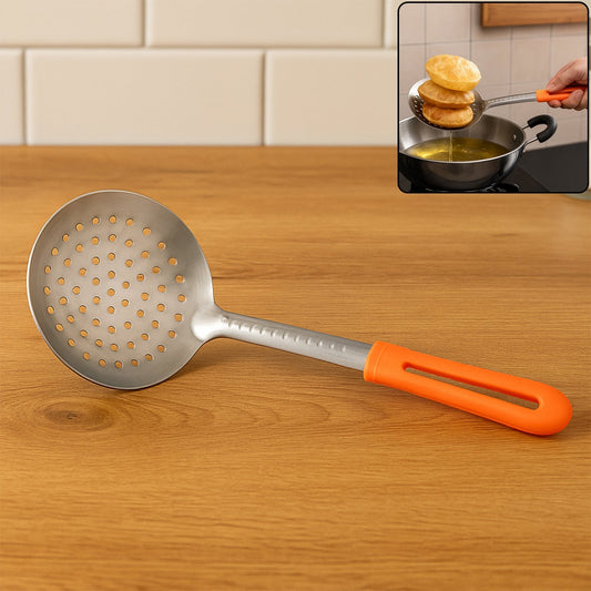 Colander Spoon, Non Slip Hand Polished Thickened Hot Pot Spoon for Kitchen for Restaurant, Stainless Steel Cooking Colander Skimmer Slotted Spoon Kitchen Strainer Ladle with Long Handle for Kitchen Cooking Baking (35 Cm) Your Brand