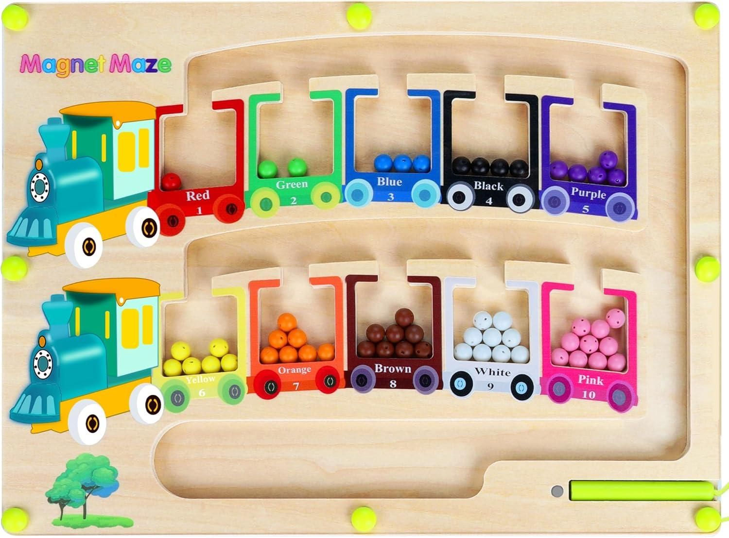 Magnetic Color & Number Maze Montessori Wooden Puzzle Game Board 8feb97-4
