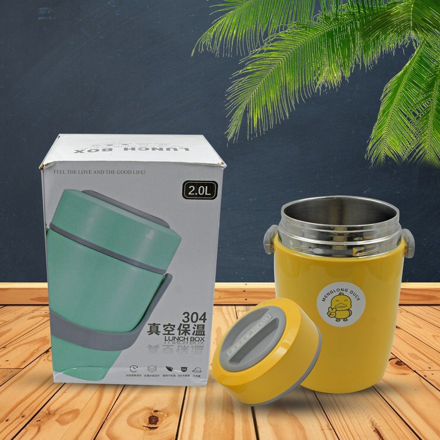 HEAVY LEAK-PROOF STAINLESS STEEL LUNCH BOX/ TIFFIN BOX, 2 COMPARTMENT, FOOD BOX FOR THERMAL CONTAINER FOR FOOD STAINLESS STEEL FOR STUDENT FOR WORK FOR TRAVEL (2 LTR.) Your Brand