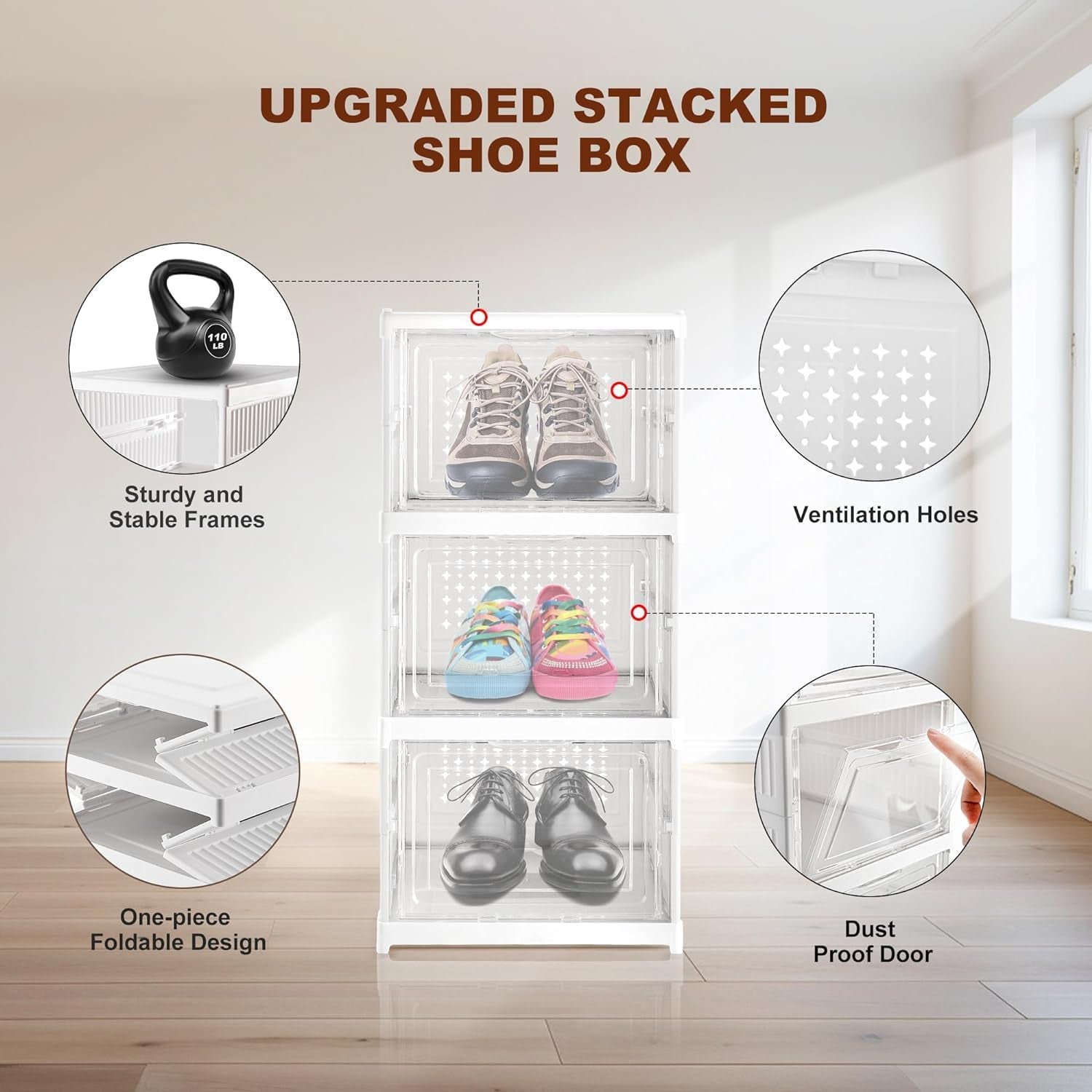Stackable Multifunctional Storage, for Clothes Foldable Drawer Shelf Basket Utility Cart Rack Storage Organizer Cart for Kitchen, Pantry Closet, Bedroom, Bathroom, Laundry (3 Layer / 1 Pc) Your Brand