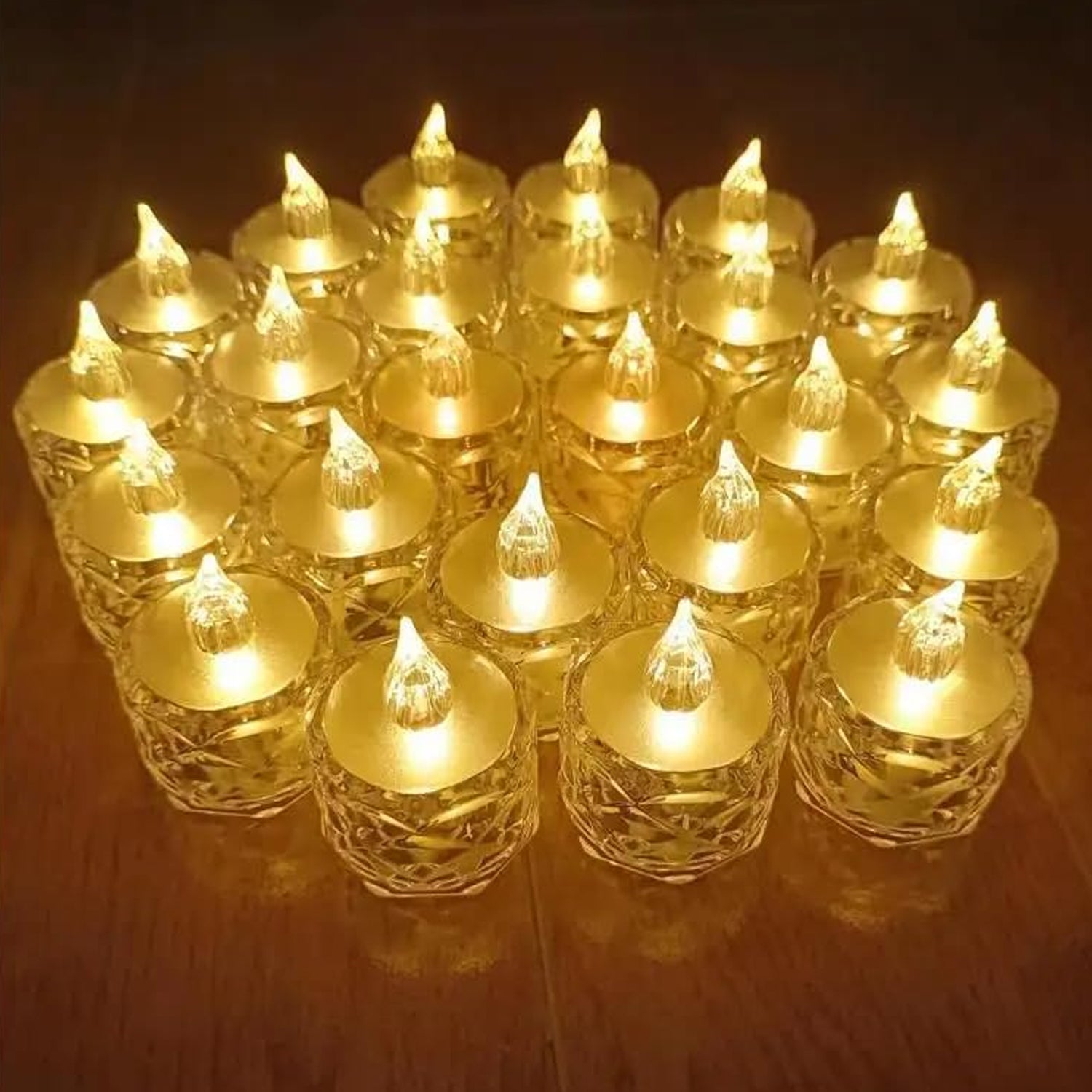 12 Pcs Flameless and Smokeless Decorative Acrylic Candles Transparent Led Tea Light Candle for Gifting, House, Diwali, Christmas, Festival, Events Decor Candles, Diwali Your Brand