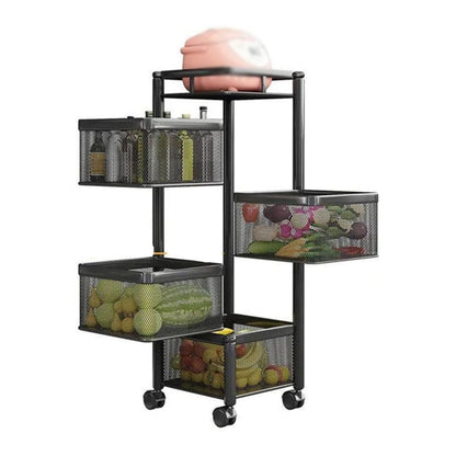 Metal High Quality Kitchen Trolley Kitchen Organizer Items and Kitchen Accessories Items for Kitchen Rack Square Design for Fruits & Vegetable Onion Storage Kitchen Trolley with Wheels (4 Layer) Your Brand