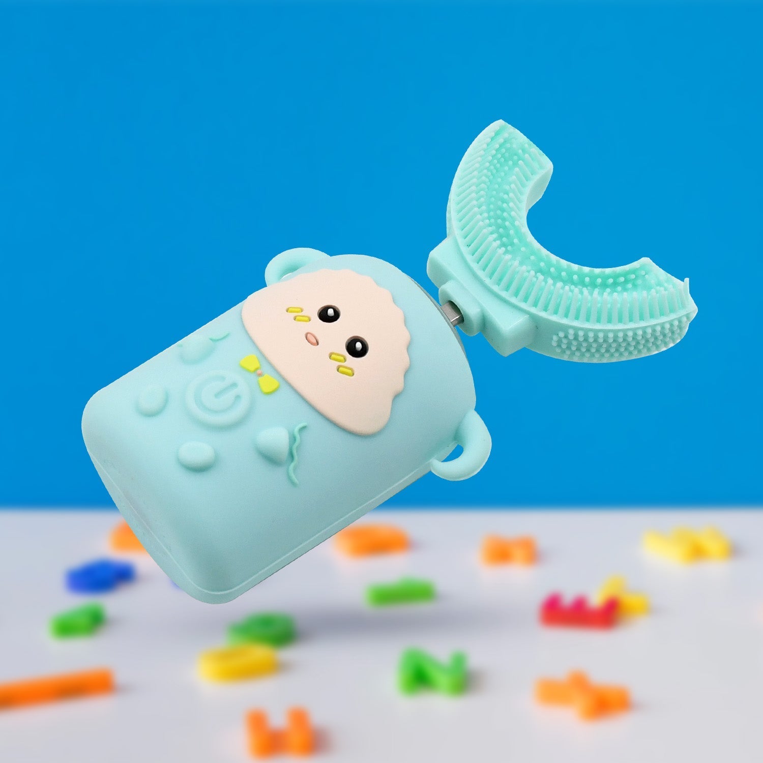 Electric Toothbrush With Light & Music, Kids U-Shaped 360Â° USB Rechargeable Plastic Automatic Toothbrush Portable Adjustable Cleaning Whitening Toothbrush with USB Charging Function Plastic + ABS for Kids Your Brand