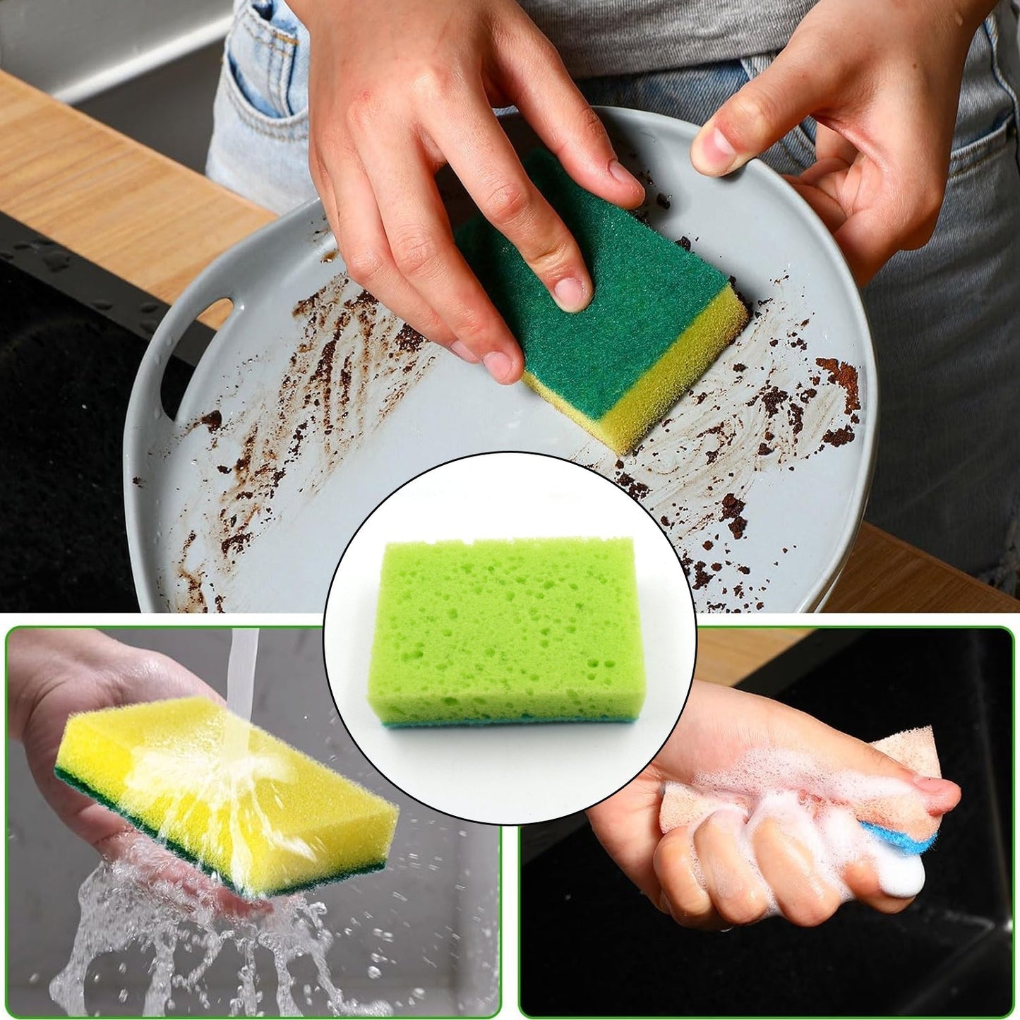 2-in-1 Multi-Purpose Scrub Sponge – Wear Resistant Dish & Furniture Cleaner (1 Pc) Your Brand