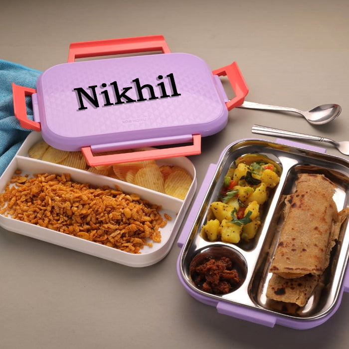 Customized Break Time Lunch Box Steel Plate Multi Compartment Lunch Box Carry To All Type lunch In Lunch Box & Premium Quality Lunch Box ideal For Office , School Kids & Travelling Ideal Your Brand