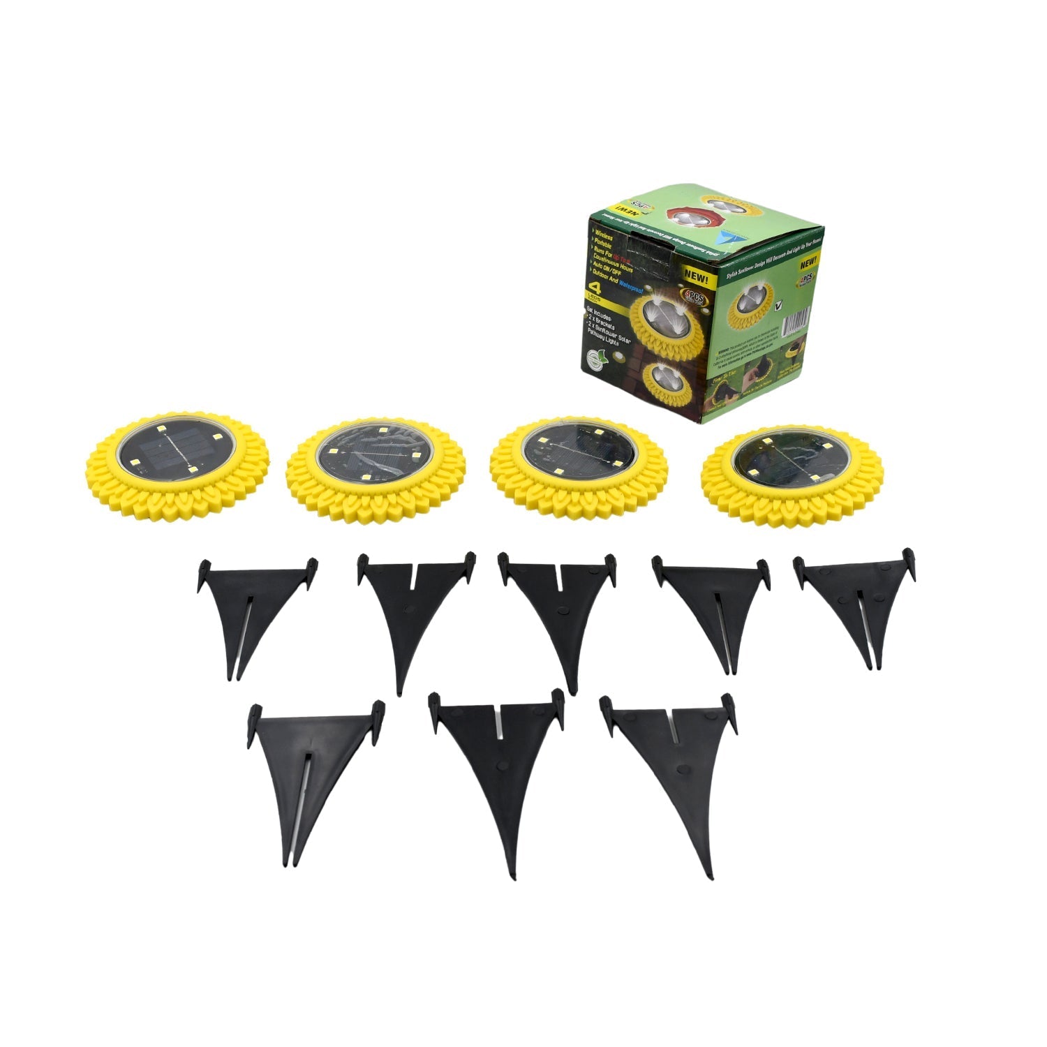 4 Pack Solar Ground Lights, LED Solar Powered Disk Lights Outdoor Waterproof Garden Landscape Lighting for Yard Deck Lawn Pathway Walkway Balcony Decoration Your Brand