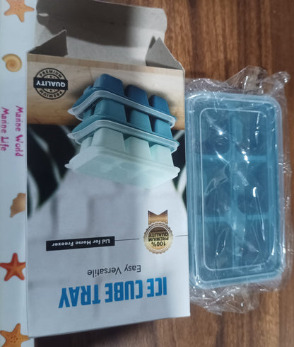 6 Grid Silicone Ice Tray Used In All Kinds Of Places Like Household Kitchens For Making Ice From Water And Various Things And All With Color Box (1 Pc) Your Brand