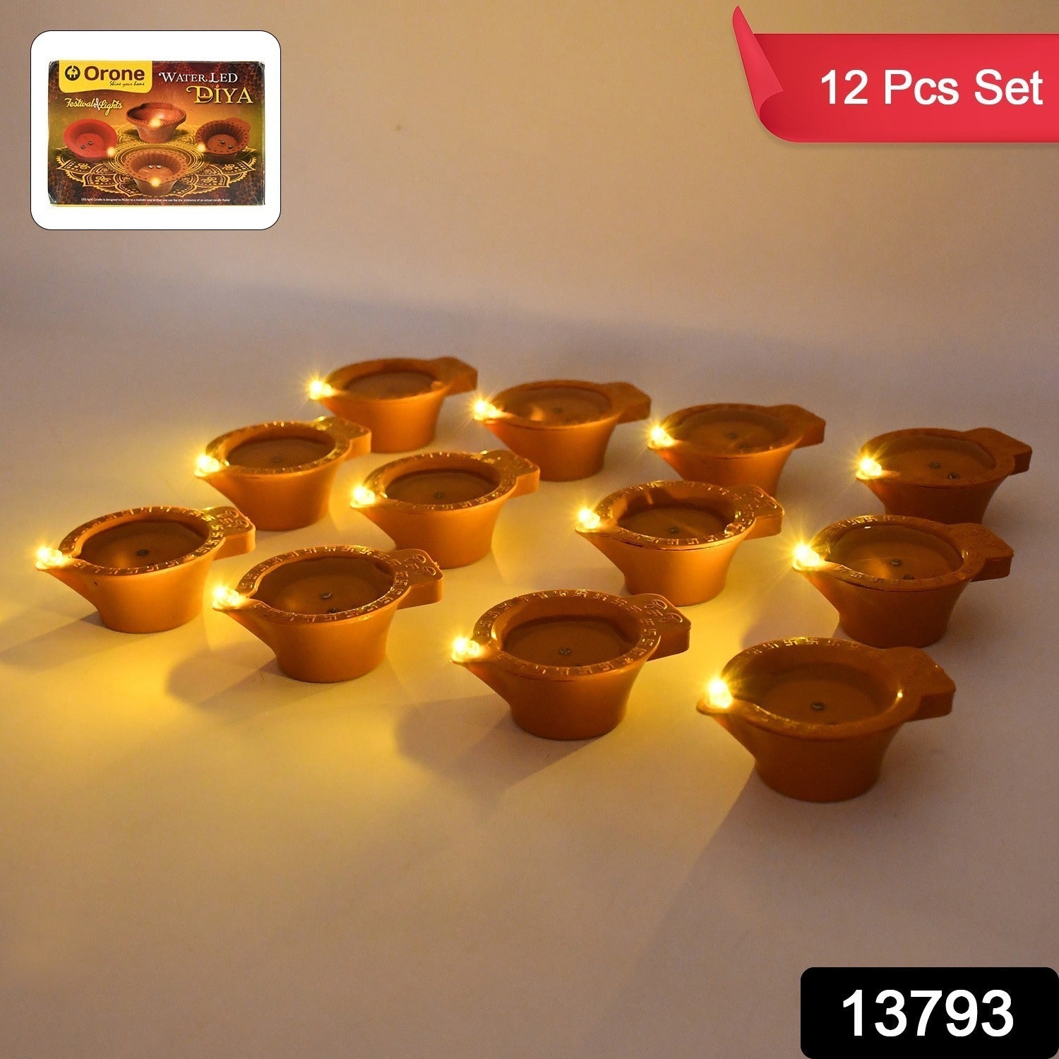 Flower Water Sensor Diyas for Diwali Decoration, Diwali (12 Pcs Set) Your Brand