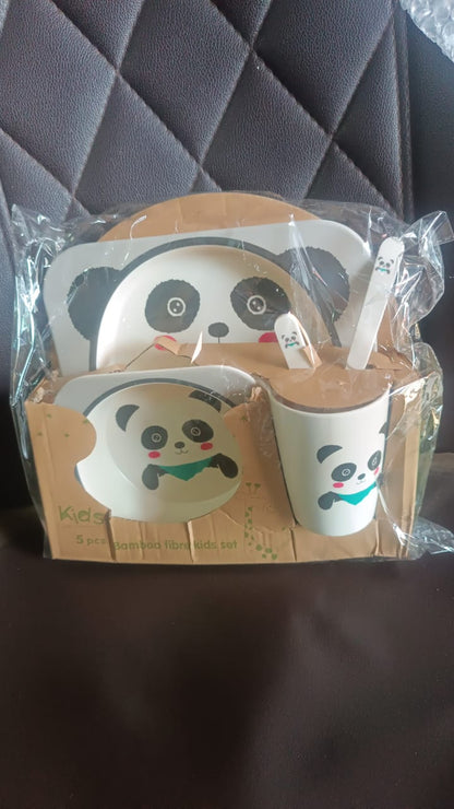 Eco-Friendly Panda-Themed Kids Dinnerware Set (5 Pc) Your Brand