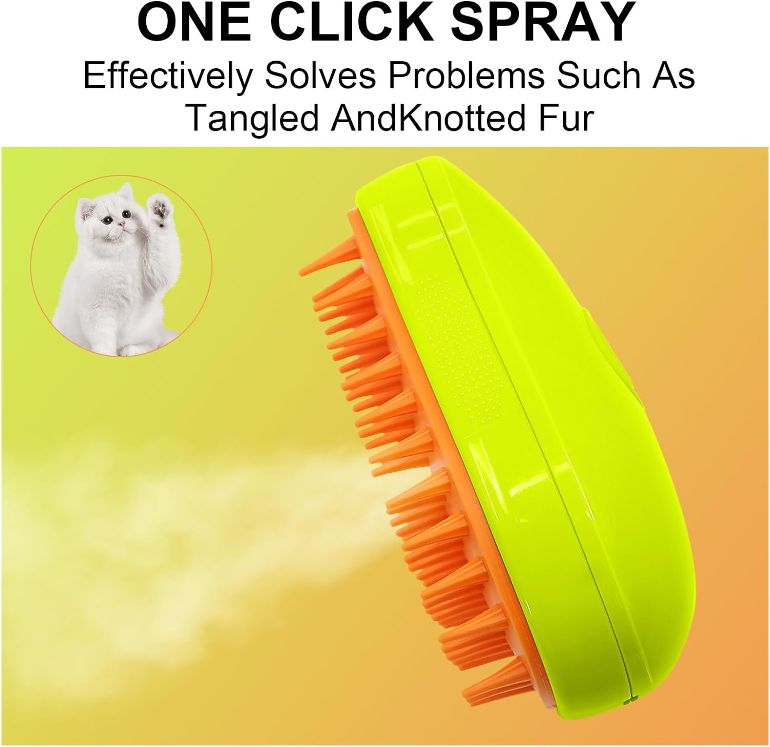 3-in-1 Cat Steamy Brush – Self-Cleaning Pet Grooming & Hair Removal Comb Your Brand