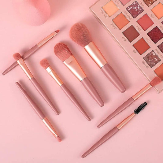 8-Piece Mini Makeup Brush Kit – Portable Premium Synthetic Set with Case (Mix Colors) Your Brand