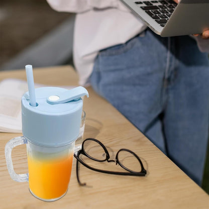 2 In1 Portable Crusher Juicer With Handle & Straw for Smoothie Sipper USB Rechargeable (340 ml) 6 Stainless Steel Blades Compact Juicer Mixer, Juicer Portable Fresh Juice Blender Portable Electric Juicer ( 340 ML ) Your Brand